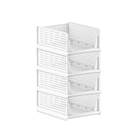 1 x RAW Customer Returns DYOUen Wardrobe Drawer Boxes, Stackable Closet Organizer, Foldable Storage Boxes for Home Organization White 4  - RRP €36.99