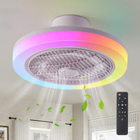 1 x RAW Customer Returns IZOWE RGB Ceiling Fan 45CM LED Ceiling Fan Chandelier 3 Speed Ceiling Fan with Light and Remote Control 3 Temperatures Ceiling Fan Bedroom Disco - RRP €112.99