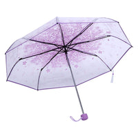 1 x RAW Customer Returns Transparent Umbrella with Flowers, Small Children s Umbrellas Little Girls Women Rain Umbrella with Sakura Pattern Flowers Lightweight Transparent Windproof Travel Umbrella Diameter 93 cm Light Purple  - RRP €16.2