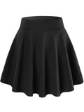 1 x RAW Customer Returns DJT FASHION Women Girls Basic Solid Versatile Stretchy Informal Mini Skater Skirt Black X-Large - RRP €24.08