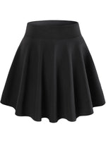 1 x RAW Customer Returns DJT Fashion Women Girls Basic Solid Versatile Stretchy Informal Mini Skater Skirt Black L - RRP €24.08