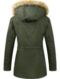 1 x RAW Customer Returns Uoiuxc Coat Women Jackets Winter Parka Warm Windproof Jacket with Removable Hood Army Green,L  - RRP €89.23