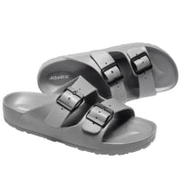 1 x RAW Customer Returns JOMIX Lightweight Summer Sandals Flat Mules Bathing Shoes Men Slides Bath Slippers Black, 43 EU, SU2232  - RRP €60.0