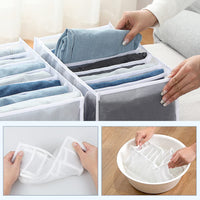 1 x RAW Customer Returns SelfTek Pack of 4 Wardrobe Organisers, Mesh Clothes Storage for Trousers, Shirts, Underwear, Drawer Organization System in the Wardrobe, Closet Organizer White  - RRP €18.14