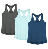 1 x RAW Customer Returns icyzone Women s Sports Top Yoga Tank Top Racer Back Sports Top Running Fitness Functional Shirt Pack of 3 M, Dark Grey True Navy Aqua  - RRP €25.18