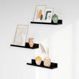 1 x RAW Customer Returns SONGMICS wall shelf, set of 3, floating shelf, 38 cm wide, shelf for photo frames and decorations, for living room, study, bathroom, kitchen, black LWS038B01 - RRP €29.99