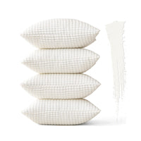 1 x Brand New MIULEE Set of 4 Cushion Covers Decorative Pillowcases Corduroy Boho Sofa Cushions Throw Pillows Decorative Cushions Couch Cushions Decorative Cover for Sofa Couch Living Room Bedroom Office 30 x 50 cm White - RRP €21.17