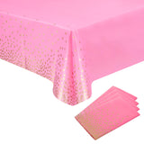 1 x Brand New sourcing map 4 Pack Pink Disposable Plastic Tablecloths 54 x108 Gold Rectangle Table Covers for Birthday Wedding Parties - RRP €20.9