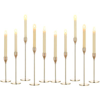 1 x RAW Customer Returns Set of 10 Gold Candle Holders, Taper Candle Holders, Tall Candle Holders, Dinner Candle Holders for Christmas, Wedding, Anniversary, Living Room, Table, Housewarming, Party, Fireplace, Decorations - RRP €57.98