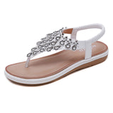 1 x RAW Customer Returns Ulogu Women s Sandals Summer Flip Flops Bohemian Open Toe Sandals with Rhinestones Size 36-42 - RRP €58.8