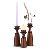 12 x Brand New HOWSILAY candle holder candlestick stick candles 3 pieces decoration living room wooden decoration stick candle holder for boho vintage home country house window sill decoration - brown candles not included  - RRP €193.56