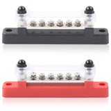 1 x RAW Customer Returns HOIIME 12V - 48V Busbar Power Terminal Blocks with 2 M6 Bolts 6 M4 Screw Terminals, 150A Busbar Block with Cover for Cars RV Boats Yachts Red Black, 2 Pack  - RRP €11.71