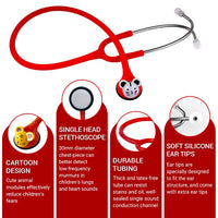 1 x RAW Customer Returns Scian HS-30Q Medical Stethoscope for Children with Multiple Colors, Cartoon Animals Design Stethoscope for Clinicians, Nurses, Home Use Red  - RRP €18.13