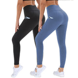 1 x RAW Customer Returns DDOBB Pack of 2 Sports Leggings Women s High Waist Sports Leggings Women s Long with Pockets Gym Leggings Opaque Black Sports Pants Elastic Tummy Control Yoga Pants Fitness Running Pants Black Blue, SM  - RRP €29.23