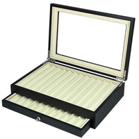 1 x RAW Customer Returns MR Maestro Relojero - Pen holder box with display case Space for 23 writing instruments Fountain pen box Ballpoint pen storage Black wooden pens Wood and glass, elegant gift - RRP €47.85