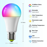 1 x RAW Customer Returns Pack of 2 WLAN lamps Alexa light bulb E27 dimmable, 10W smart LED bulb RGB color change with remote control and app control, Bluetooth light bulb compatible with Google Home, no hub required - RRP €25.99