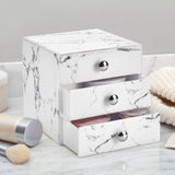 1 x RAW Customer Returns mDesign Make-up Organizer Make-up storage with 3 drawers for eye shadow, lipstick Co. Plastic cosmetic box for the bathroom marble-colored - RRP €25.99