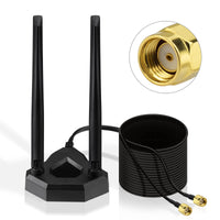 4 x RAW Customer Returns Eightwood WiFi Antenna 2.4G 5.8G Desktop Router Dual Antenna Signal Booster Magnetic Base with 200cm RP-SMA Extension Cable for WiFi Cards PCI Card - RRP €71.96