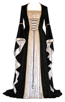 1 x RAW Customer Returns CosCool Women s Medieval Trumpet Sleeve Dress Long Dress Renaissance Style Retro Dress Suitable for Carnival Halloween Party and Princess Costume Black M - RRP €41.36