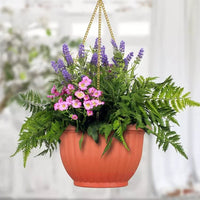 1 x RAW Customer Returns BEST FREE X3 Large Outdoor Hanging Pots. Large Outdoor Plant Pots with Drain, Chains and Hook. Hanging pot holder for decorating the garden, terrace, balcony. - RRP €23.59