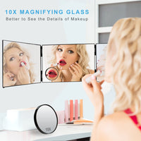 1 x RAW Customer Returns Feisate 360 degree mirror, self-cutting hair mirror, 360 degree dressing mirror, 3-way self-cutting hair mirror, height-adjustable 3D mirror, black dressing mirror without lamp - RRP €35.44