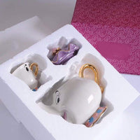 1 x RAW Customer Returns Tauras Beauty and the Best Tea Service Mrs Potts TeaPot and Chip Mug Sculpture Ceramic Tea Service Figure Set 4  - RRP €17.14