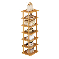 1 x RAW Customer Returns GAESHOW 7-layer shoe rack, narrow and high wood, shoe rack for entrance, corner shoe rack, bamboo shoe rack for entrance, living room, bedroom, space-saving, 25 x 23 x 115cm - RRP €37.99