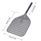 1 x RAW Customer Returns Ga HOMEFAVOR Perforated Pizza Peel, Pizza Shovel Made of Hard Anodized Aluminum Rectangular Professional Pizza Peel with Extended Silicone Handle, 30.5 x 35.6 cm, 66 cm Overall - RRP €34.99