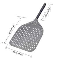 1 x RAW Customer Returns Ga HOMEFAVOR Perforated Pizza Peel, Pizza Shovel Made of Hard Anodized Aluminum Rectangular Professional Pizza Shovel with Extended Silicone Handle, 30.5 x 35.6 cm, 66 cm Overall - RRP €35.99