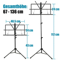 1 x RAW Customer Returns GLEAM Music Stand - 2 in 1 Dual Use Table Book Stand Foldable Music Holder with Carrying Bag - RRP €16.13
