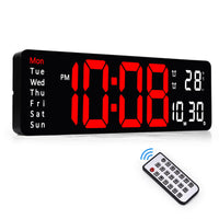 1 x RAW Customer Returns Sukeen Digital Wall Clock, 13 Digital Clock Wall Clock Digital Alarm Clock with Remote Control, Count Up Down, 10-Level Dimming, Dual Alarm, Date, Temperature for Home, Gym, Office, Garage-Red - RRP €28.27