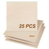 1 x RAW Customer Returns Dofiki 25pcs 3mm Plywood Basswood Sheet 300x300x3mm Craft Plywood for Laser Cutting Laser Engraving Wood Burning Construction Model, 3mm Bass Wood Sheet 1 8 x11.8 x 11.8  - RRP €52.99