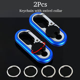 2 x Brand New Key ring carabiner 2 pieces key ring made of metal carabiner key ring with 4 key rings car key ring for men and women mini outdoor tools black black  - RRP €26.2