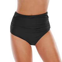 1 x RAW Customer Returns Durio Women s Bikini Bottoms Swimming Trunks High Waist Swimming Shorts Tummy Control Sexy Hot Pants with Pleats High Waist Black 40 Tag Size L  - RRP €21.25