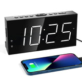 1 x RAW Customer Returns LED digital alarm clock loud, white display, dual alarm clock for deep sleepers, snooze alarm clock dimmer and 4 alarm volumes, 12 24 H, table clock with USB charging port for children, bedside table, kitchen, - RRP €18.14