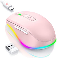 1 x RAW Customer Returns seenda Mouse Wireless LED, Rechargeable Wireless Mouse with Mouse Jiggler, Quiet 2.4G USB Wireless Mouse for Laptop, Computer Wireless Mouse Illuminated DPI 2000 for PC, Windows, MAC OS, Pink - RRP €18.14