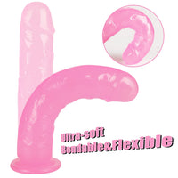 1 x Brand New Realistic dildo, lifelike giant penis made of liquid silicone with strong suction cup for hands-free play, dildo tail with curved shaft and balls for vaginal G-spot pink, 7.5 inches  - RRP €25.2