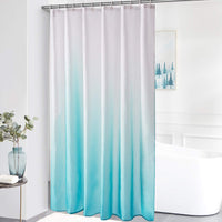 1 x RAW Customer Returns Furlinic shower curtain 180x200cm textile curtains made of fabric waterproof anti-mould washable bathroom curtain for bathroom in bathtub white to aquamarine with 12 shower rings. - RRP €20.16