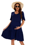 1 x RAW Customer Returns Smallshow Women s Maternity Dress Short Sleeve Summer Pregnancy Maternity Dress Navy M - RRP €34.99