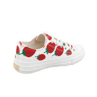 1 x RAW Customer Returns Hotroad Women s Fashion Canvas Sneaker Low Top Women Summer Walking Outdoor Canvas Shoes Tennis Shoes Tennis Shoes Sneakers Classic Sneakers Laces, White Strawberry 38 EU Women - RRP €19.15