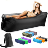 1 x RAW Customer Returns MeYuxg Camping Sofa with Portable Carrying Bag, Waterproof Inflatable Sofa 190x70cm, Portable Inflatable Sofa, Load Capacity up to 200kg, Inflatable Lounger for Camping, Park, Beach, Black - RRP €18.01