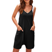 1 x RAW Customer Returns VUTRU Fashionable women s summer jumpsuit, with thin straps, pockets and versatile and practical design, Black, S - RRP €24.0