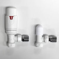 1 x RAW Customer Returns WITEN NOCK valves for radiators thermostatic valves set flow and return fitting 1 2 inch for heating side connection white angle valves corner installation - RRP €24.19