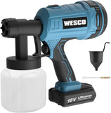 1 x RAW Customer Returns WESCO 18V 2.0Ah battery paint spray gun HVLP 500ml min 3 spray patterns paint spray system 800ml container paint gun 1.8mm nozzles 50 DIN-s spray gun - RRP €50.41