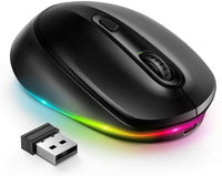 1 x RAW Customer Returns seenda 3-in-1 wireless mouse 2.4G USB BT5.0 BT5.0 , LED rechargeable quiet Bluetooth mouse, 3 DPI adjustable, 7 RGB illuminated mouse for laptop MacBook Air Pro, iPad, desktop black - RRP €18.04