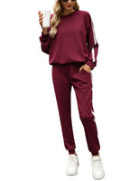 1 x RAW Customer Returns Totatuit Women s Jogging Suit Tracksuits Sports Leisure Top Jogging Bottoms Jogger Jogging Suit Wine Red M - RRP €10.9