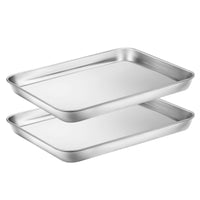 1 x RAW Customer Returns Wildone Baking Sheet Set of 2, Stainless Steel Oven Tray Cake Tray, Size 25.4 x 20.3 x 2.5 CM, Non-Toxic Healthy, Easy to Clean Dishwasher Safe - RRP €15.99