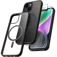 1 x RAW Customer Returns AUKASE iPhone 13 14 Case with Magnetic Closure, Bumper Case for iPhone 13 14, Made of Transparent TPU Silicone, Hard Shell 2 Tempered Glasses 9H, Shockproof, Crystal Clear Black  - RRP €21.6