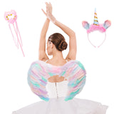 5 x Brand New Jeackcelle Angel Wings Costume, Angel Costumes Feathers for Children Adults with Halo for Halloween Carnival Cosplay Party Fancy Dress Small 45 x 35 cm , Pink  - RRP €50.35