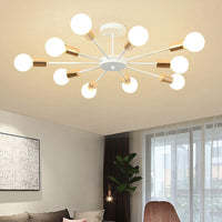 1 x RAW Customer Returns JIINOO Flush-Mounted Ceiling Light, Modern White Chandelier, 10 Light E27 Base Industrial Half Ceiling Pendant Lights Ceiling Lamp for Bedroom Living Room Kitchen Farmhouse Art Exhibition Hall - RRP €58.02